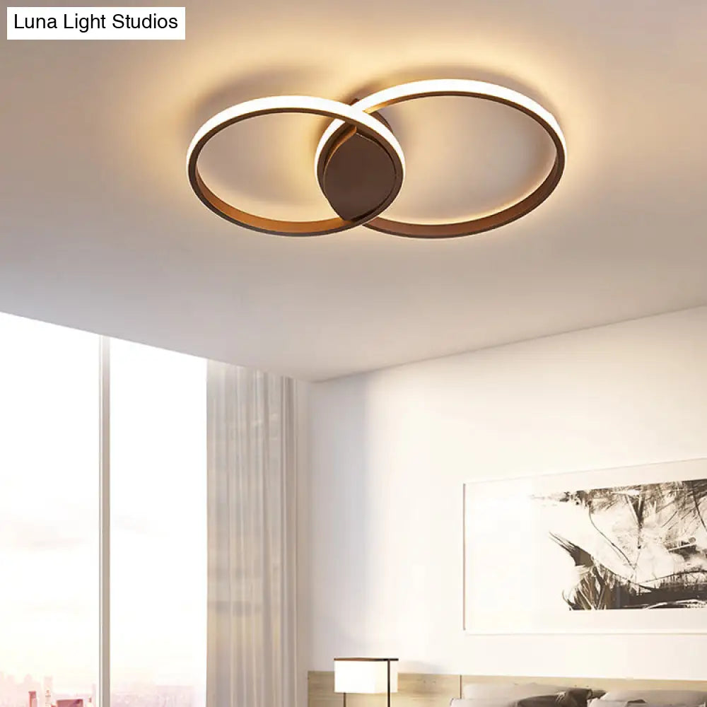 Double Ring Led Bedroom Ceiling Light In Warm/White/Natural: 3 Sizes Available Brown / 19 Natural