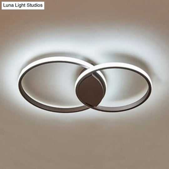 Double Ring Led Bedroom Ceiling Light In Warm/White/Natural: 3 Sizes Available