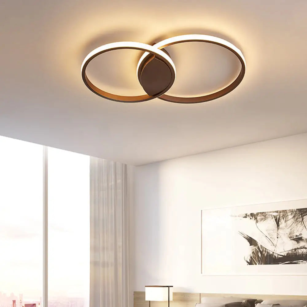 Double Ring Led Bedroom Ceiling Light In Warm/White/Natural: 3 Sizes Available Brown / 19’ Natural