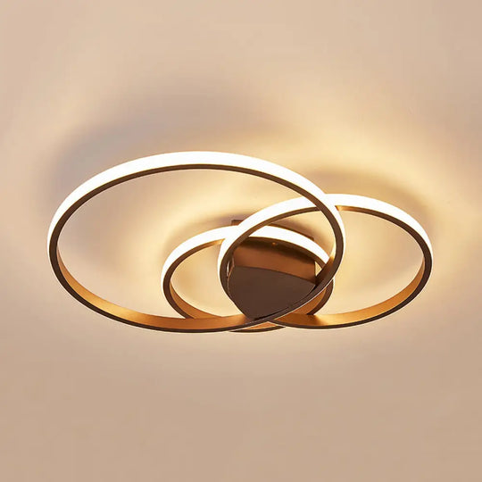 Double Ring Led Bedroom Ceiling Light In Warm/White/Natural: 3 Sizes Available Brown / 21.5’ Warm