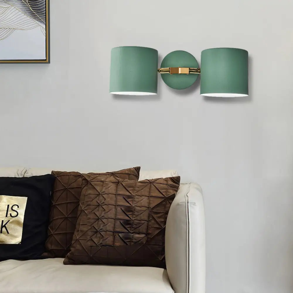 Double Shade Gray/Green Nordic Wall Sconce With Metallic Finish - Perfect Living Room Lighting Green