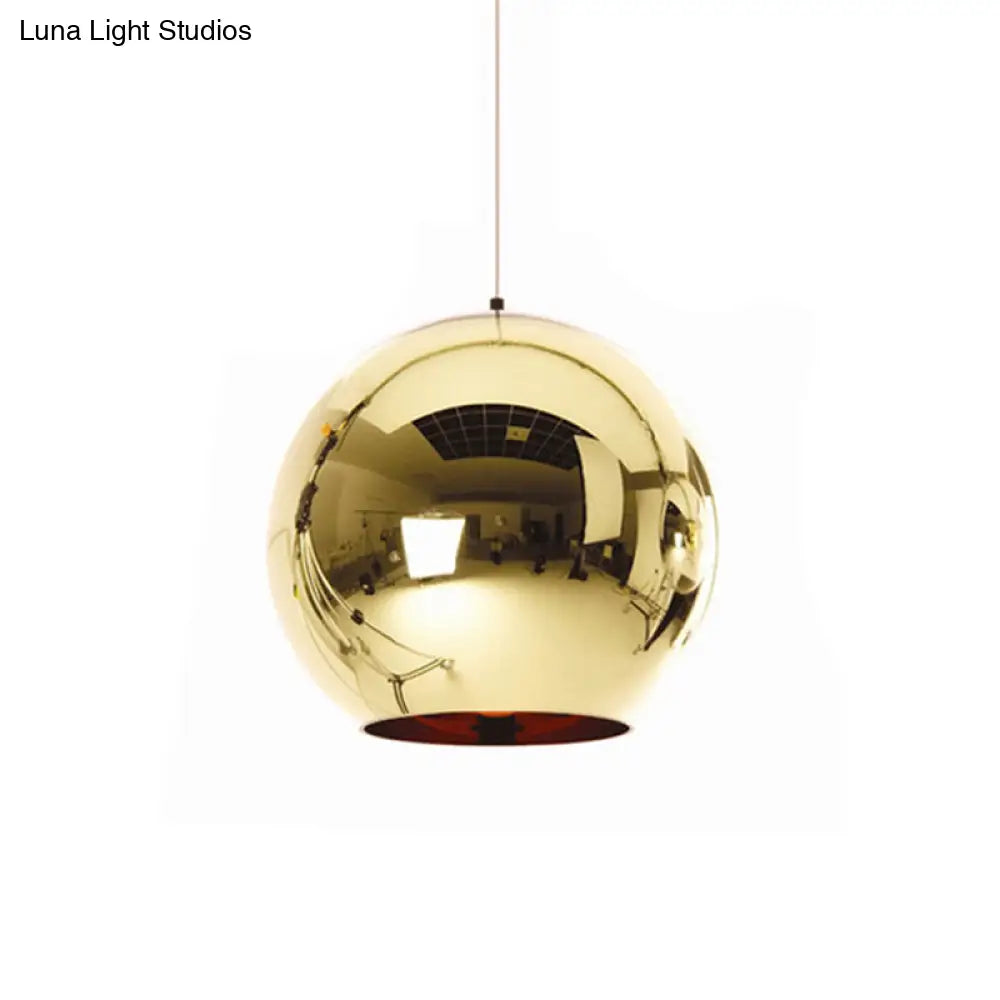 Down Lighting Industrial Pendant Light: Mirror Glass Globe With Open Bottom - 6’/8’ W 1-Light