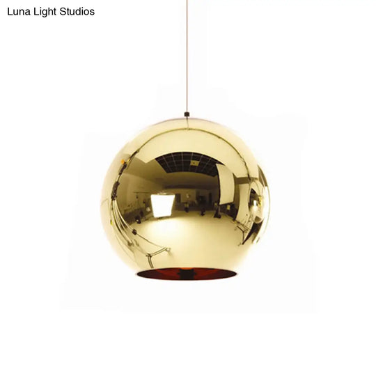 Down Lighting Industrial Pendant Light: Mirror Glass Globe With Open Bottom - 6’/8’ W 1-Light