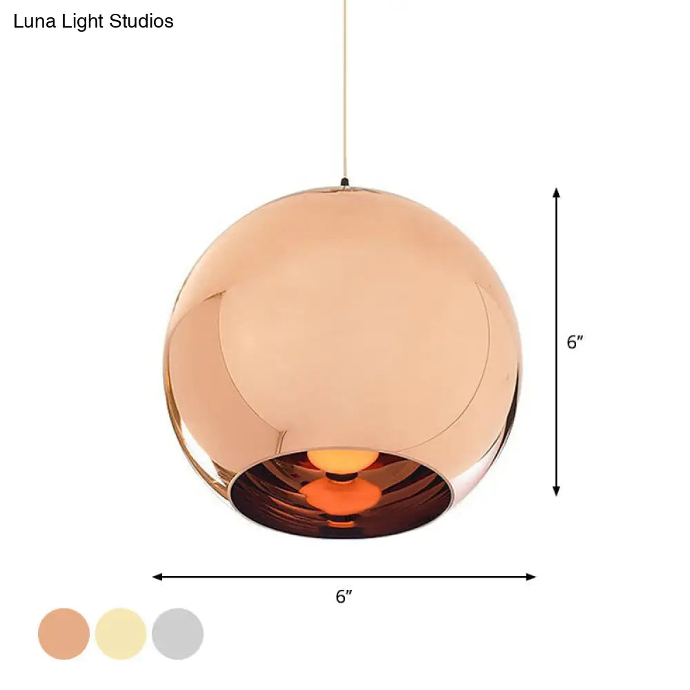 Down Lighting Industrial Pendant Light: Mirror Glass Globe With Open Bottom - 6’/8’ W 1-Light