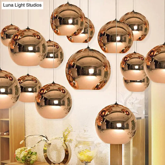 Industrial Glass Globe Pendant Light With Open Bottom In Multiple Finishes Gold / 6