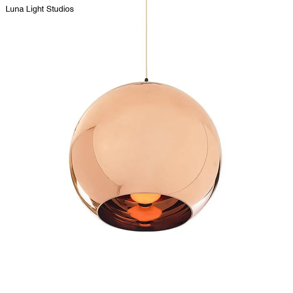 Down Lighting Industrial Pendant Light: Mirror Glass Globe With Open Bottom - 6’/8’ W 1-Light