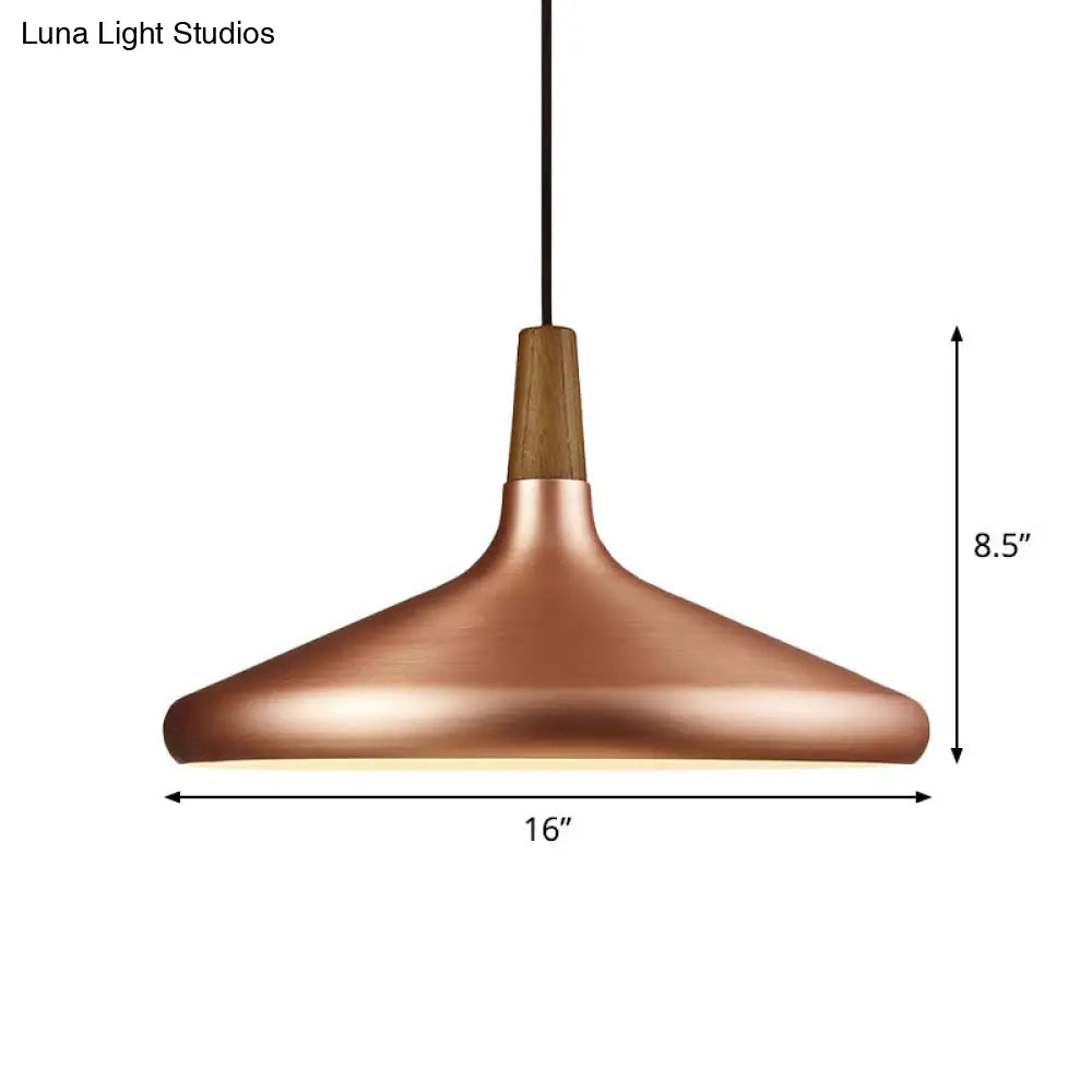 Flared Aluminum Pendant Light - Industrial Style Rose Gold Finish 1 Head 7 10.5 16 Width Ideal For