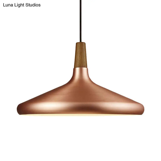 Flared Aluminum Pendant Light - Industrial Style Rose Gold Finish 1 Head 7 10.5 16 Width Ideal For