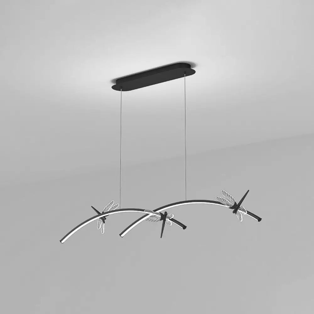 Dragonfly Minimalist Led Pendant Light For Restaurant Ceilings Black / 47 White