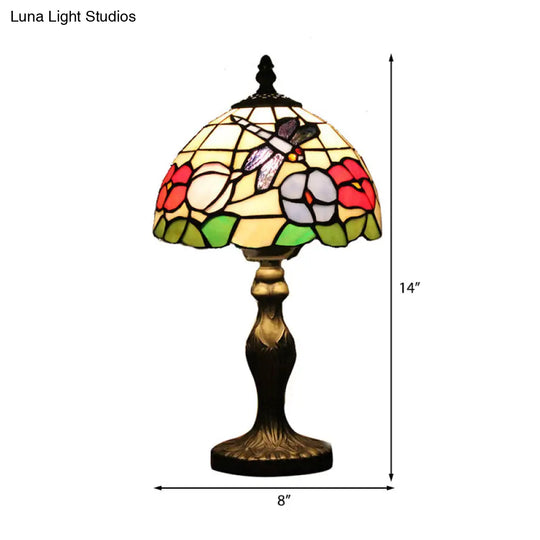 Dragonfly Stained Glass Table Lamp: Rustic Lodge Décor In Bronze