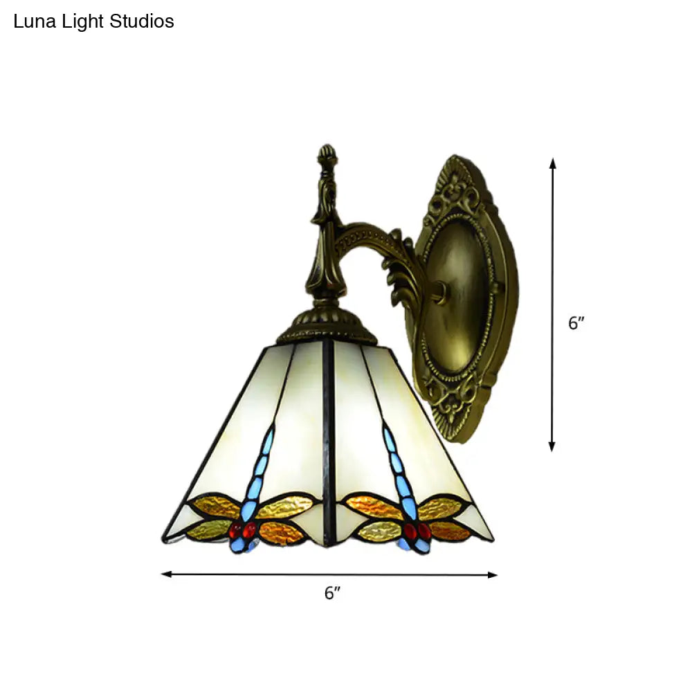 Dragonfly Stained Glass Wall Sconce - Decorative Mount Lamp