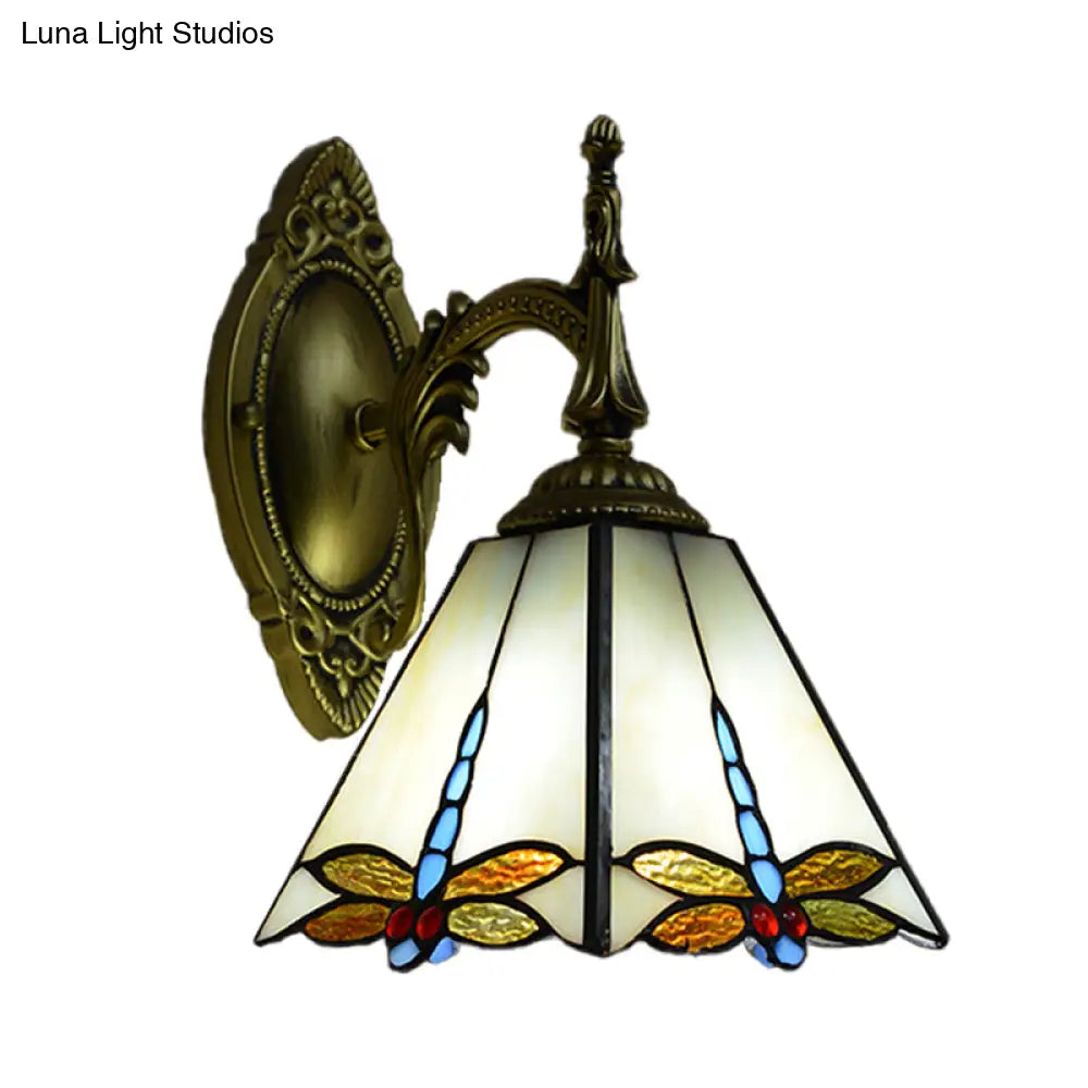 Dragonfly Stained Glass Wall Sconce - Decorative Mount Lamp