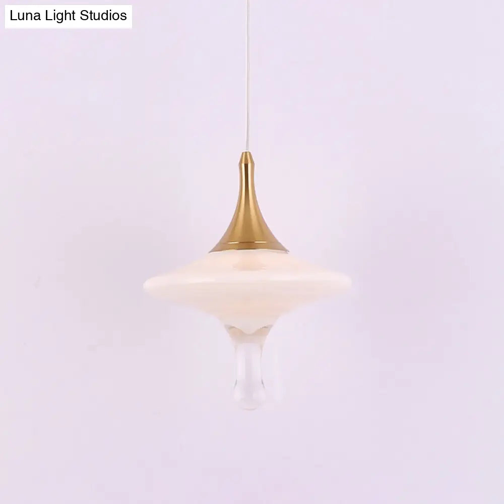 Droplet Dining Table Suspension Pendant: Cream Matte Glass Minimalist Ceiling Light In Gold