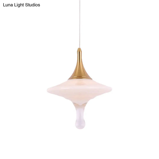 Droplet Dining Table Suspension Pendant: Cream Matte Glass Minimalist Ceiling Light In Gold