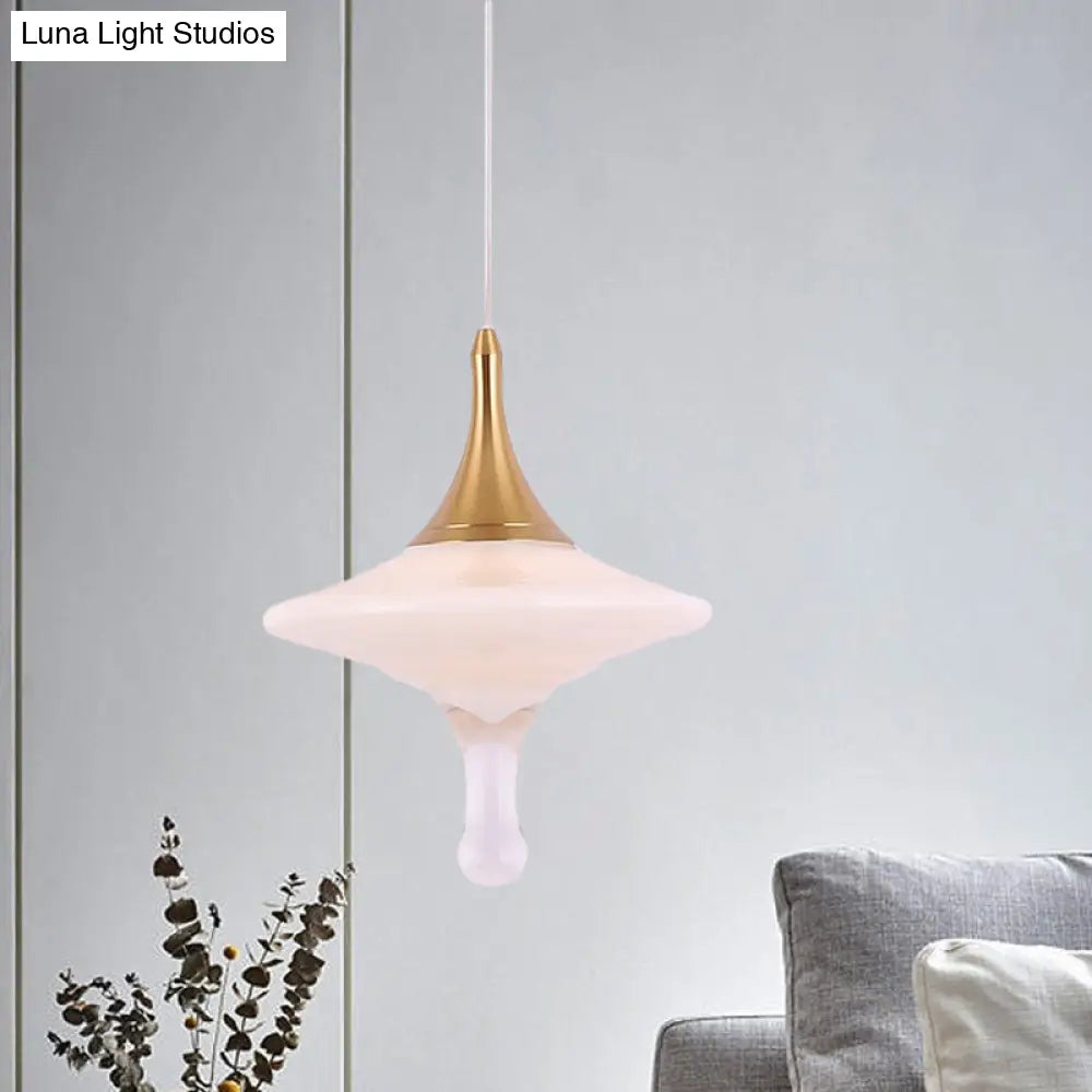 Droplet Dining Table Pendant Light - Cream Matte Glass Minimalist Design With Gold Accents