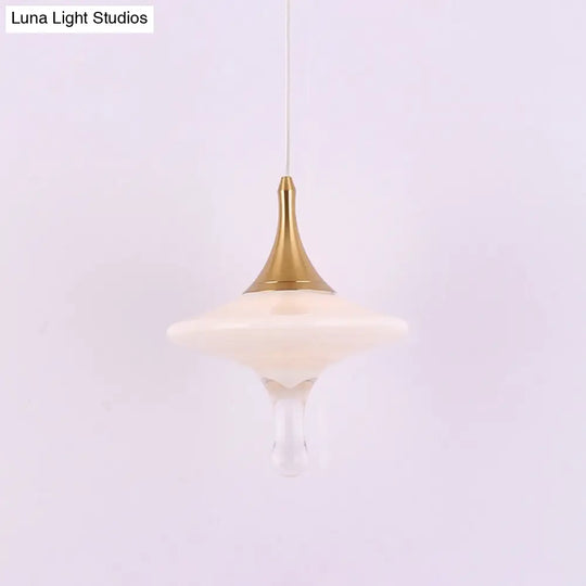 Droplet Dining Table Pendant Light - Cream Matte Glass Minimalist Design With Gold Accents