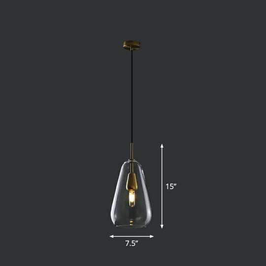 Droplet Pendant Light - Open-Kitchen Glass Simplicity Design In Brass Clear