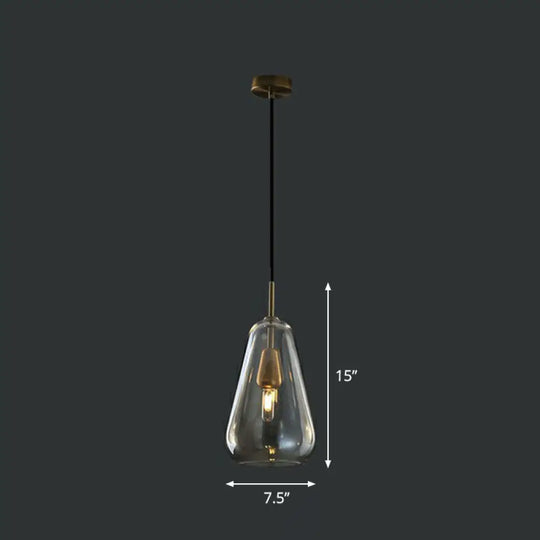 Droplet Pendant Light - Open-Kitchen Glass Simplicity Design In Brass Cognac