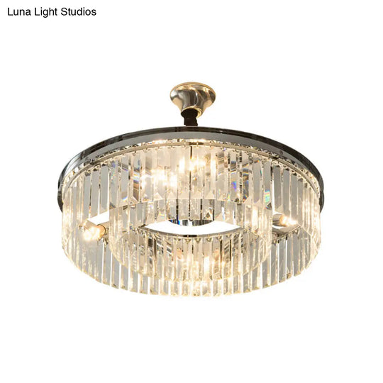 Crystal Block Drum Chandelier Pendant Light - Elegant & Modern Style With 4/8 Lights In Chrome 18/23