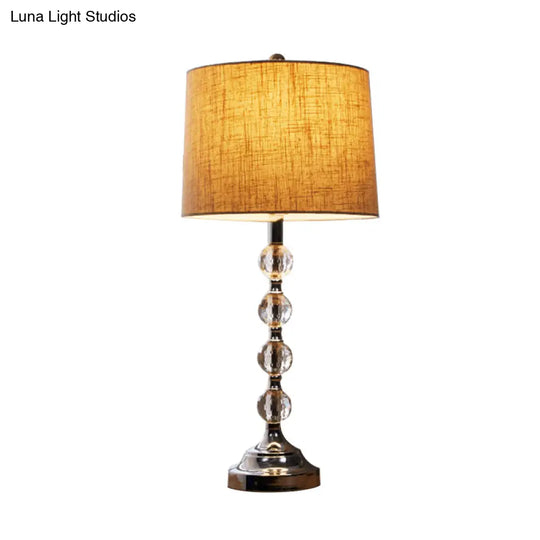 Drum Night Light Table Lamp In White/Brown/Blue With Crystal Ball For Living Room