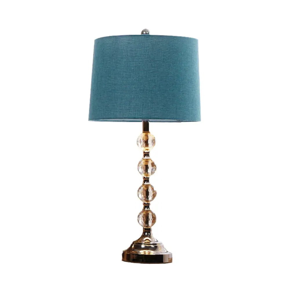 Drum Night Light Table Lamp In White/Brown/Blue With Crystal Ball For Living Room Blue