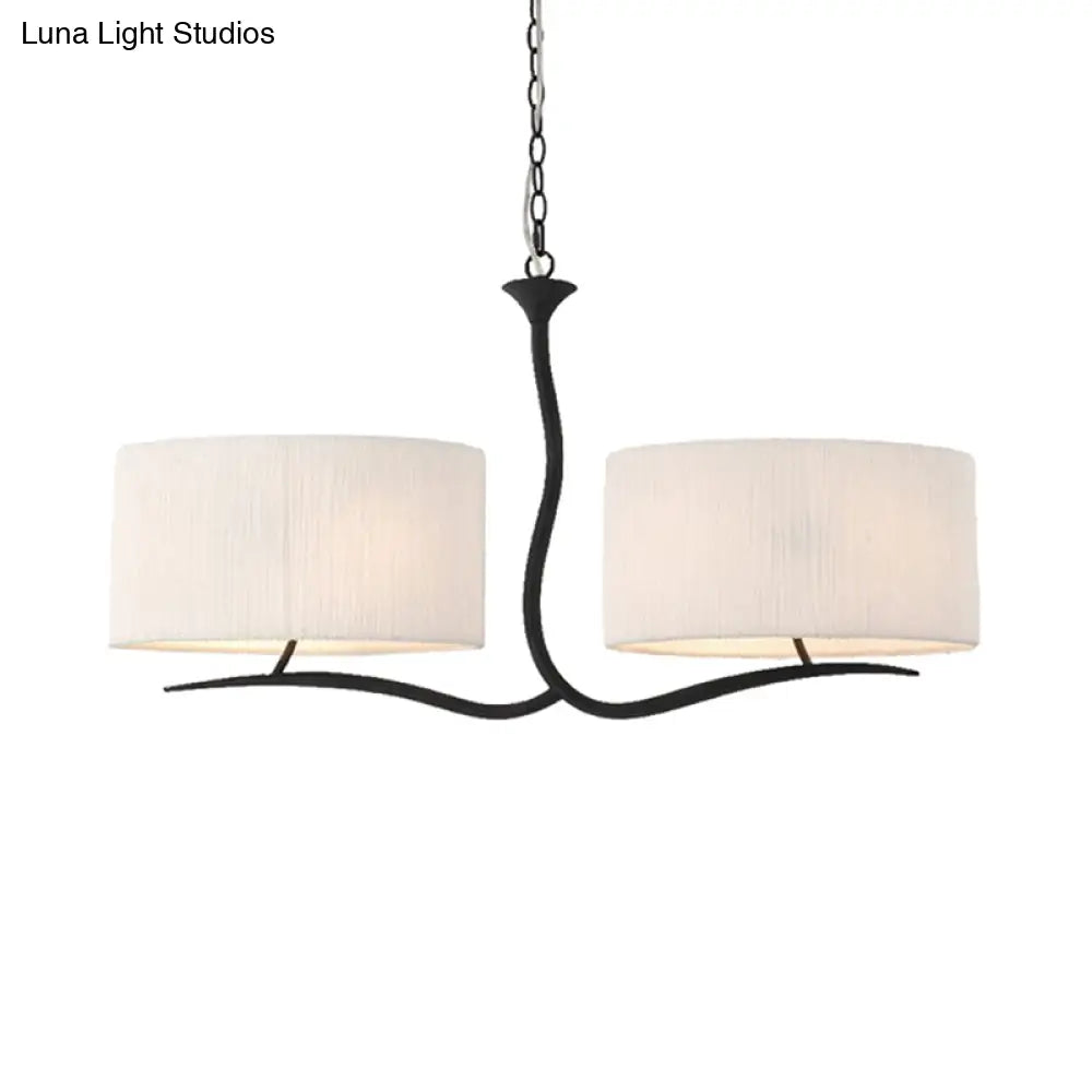 Drum Pendant Light - 4 Black/White Fabric Lights For Dining Room Island