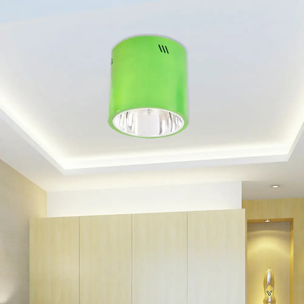 Drum Shaped Ceiling Mount Light - Head Downlight For Commercial Metal Down In Cloth Shops Green