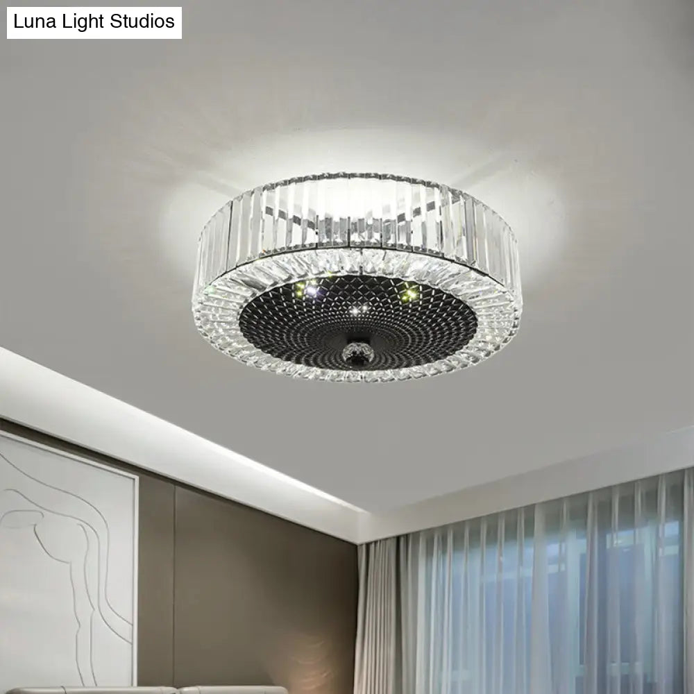 Drum-Shaped Crystal Flush Light In Black - Minimalist 4/5-Light Rectangle Ceiling Lamp 4 /