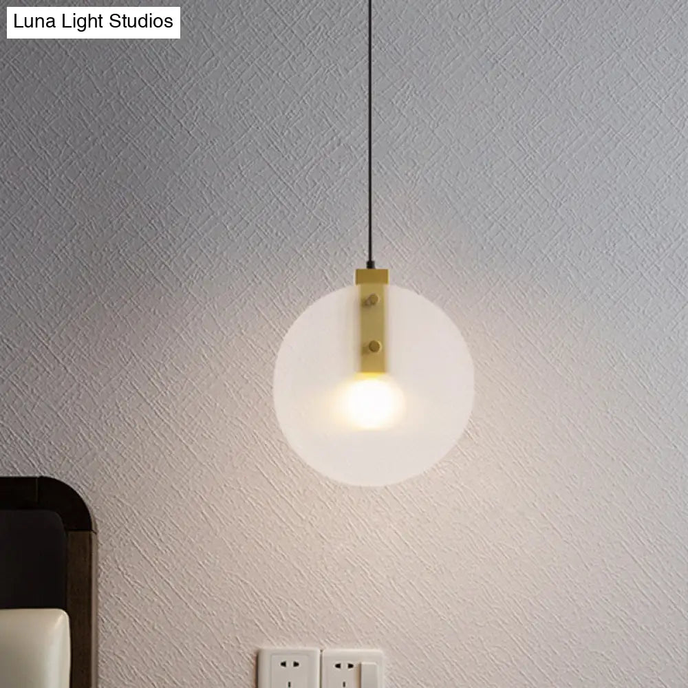 Dual Disc Hanging Light: White Textured Glass Postmodern Pendant Lamp