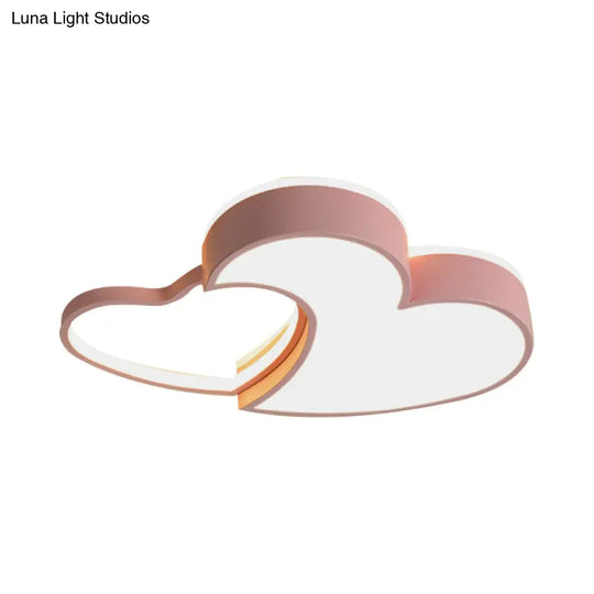 Dual - Heart Kid’s Flush Light: Acrylic Macaron Led Ceiling Lamp In Pink/Blue/Gold 21.5’/25.5’ Wide