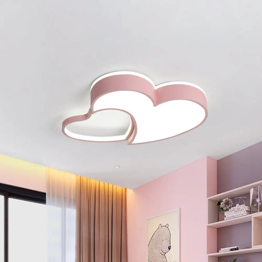 Dual - Heart Kid’s Flush Light: Acrylic Macaron Led Ceiling Lamp In Pink/Blue/Gold