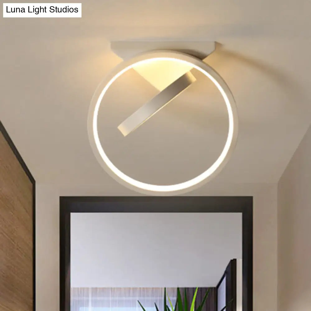 Dual Ring Led Flushmount Ceiling Light - White/Black Simplicity Design Ideal For Hallways White/Warm