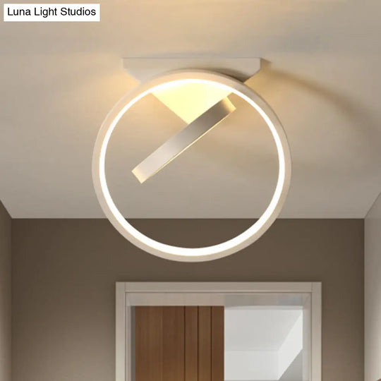 Dual Ring Led Flushmount Ceiling Light - White/Black Simplicity Design Ideal For Hallways White/Warm