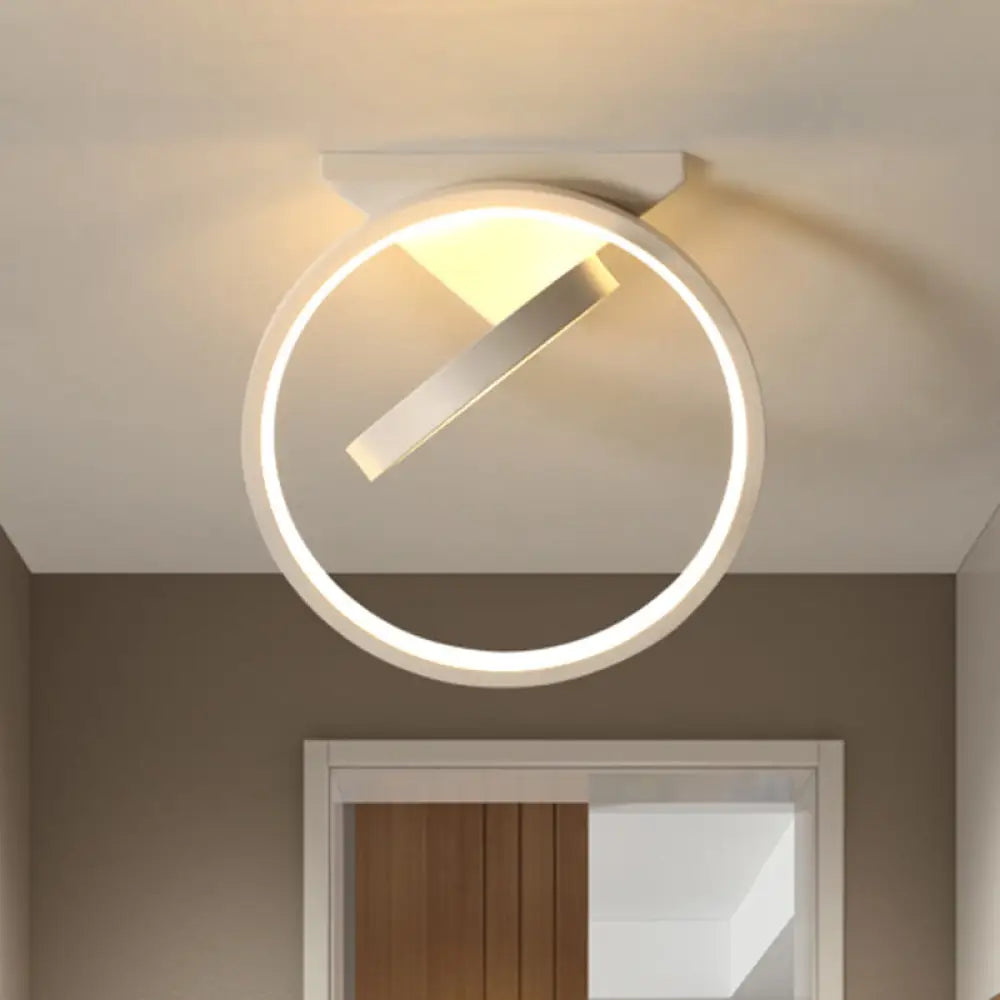 Dual Ring Led Flushmount Ceiling Light - White/Black Simplicity Design Ideal For Hallways