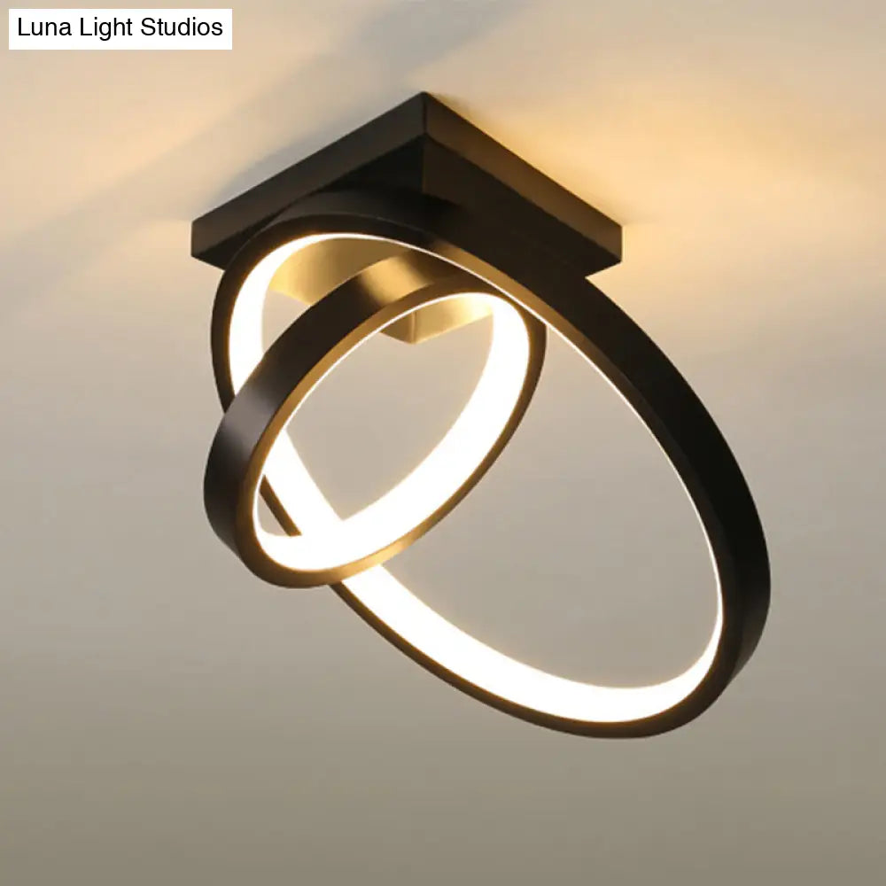 Dual Ring Led Flushmount Ceiling Light - White/Black Simplicity Design Ideal For Hallways White/Warm