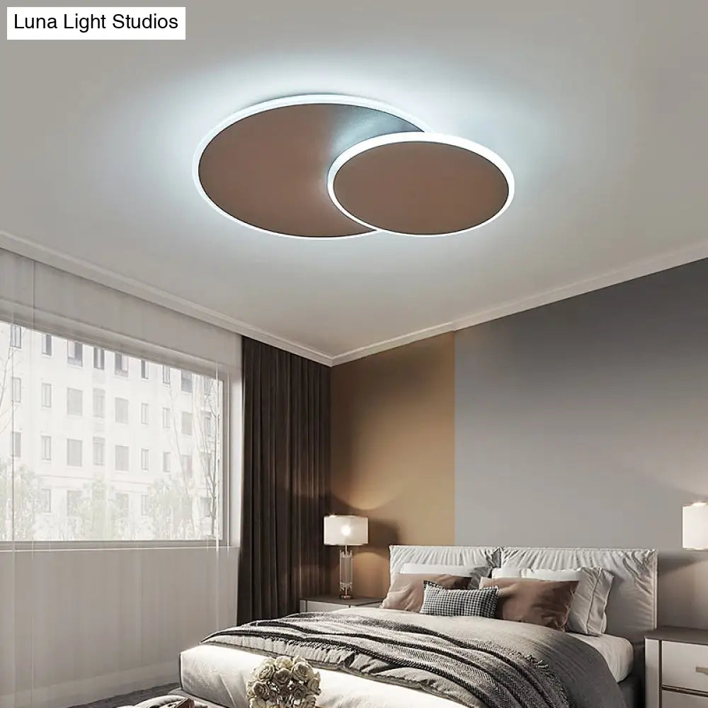 Dual Round Flushmount Led Ceiling Light - Minimalist Metal Surface Mounted For Bedroom