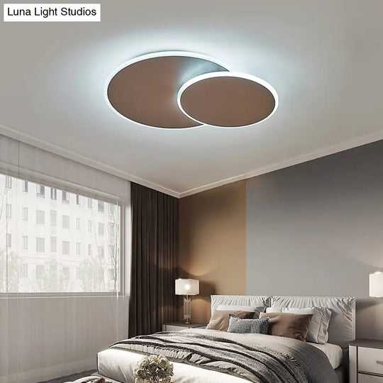 Dual Round Flushmount Led Ceiling Light - Minimalist Metal Surface Mounted For Bedroom