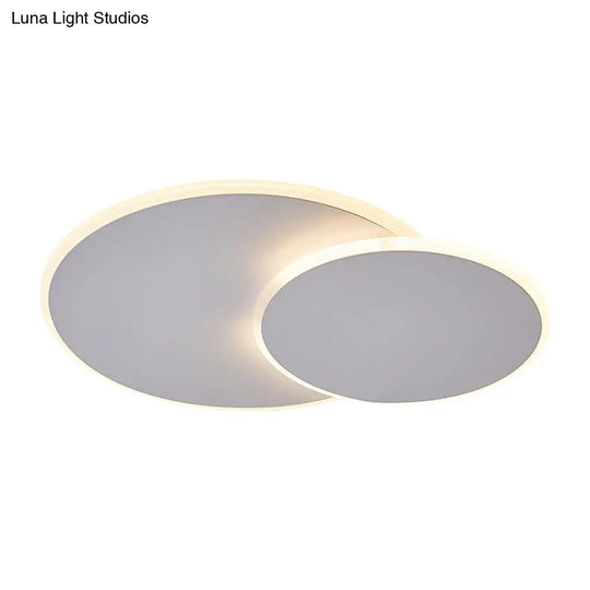 Dual Round Flushmount Led Ceiling Light - Minimalist Metal Surface Mounted For Bedroom