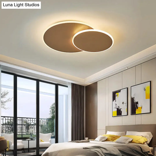 Dual Round Flushmount Led Ceiling Light - Minimalist Metal Surface Mounted For Bedroom