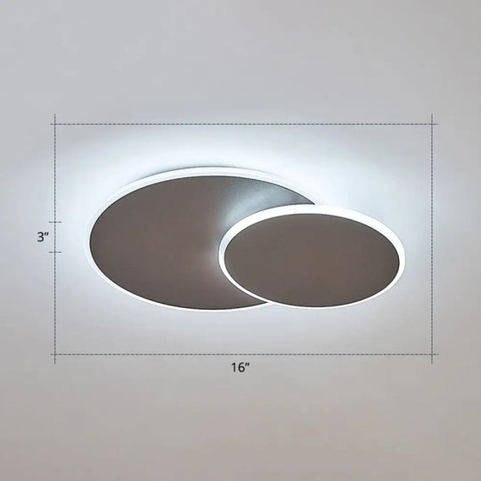 Dual Round Flushmount Led Ceiling Light - Minimalist Metal Surface Mounted For Bedroom Coffee / 16