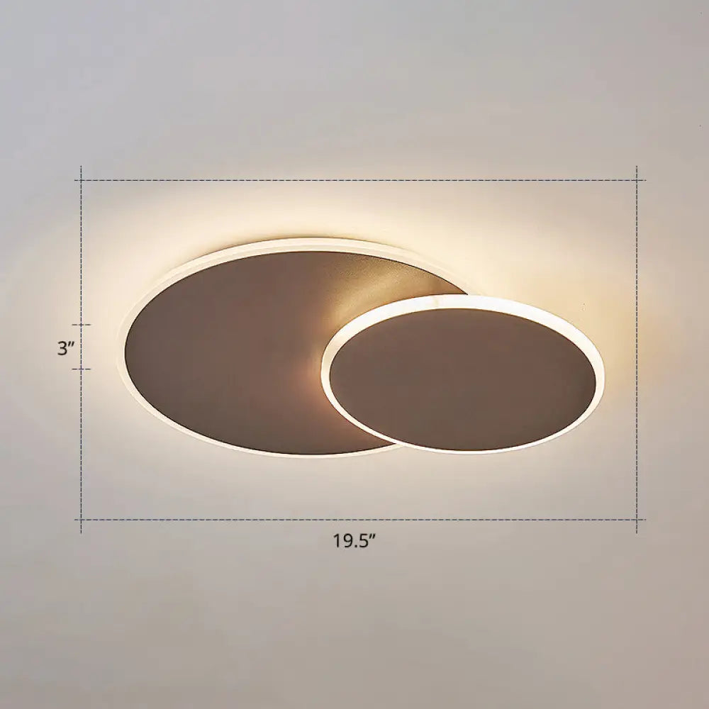 Dual Round Flushmount Led Ceiling Light - Minimalist Metal Surface Mounted For Bedroom Coffee / 19.5