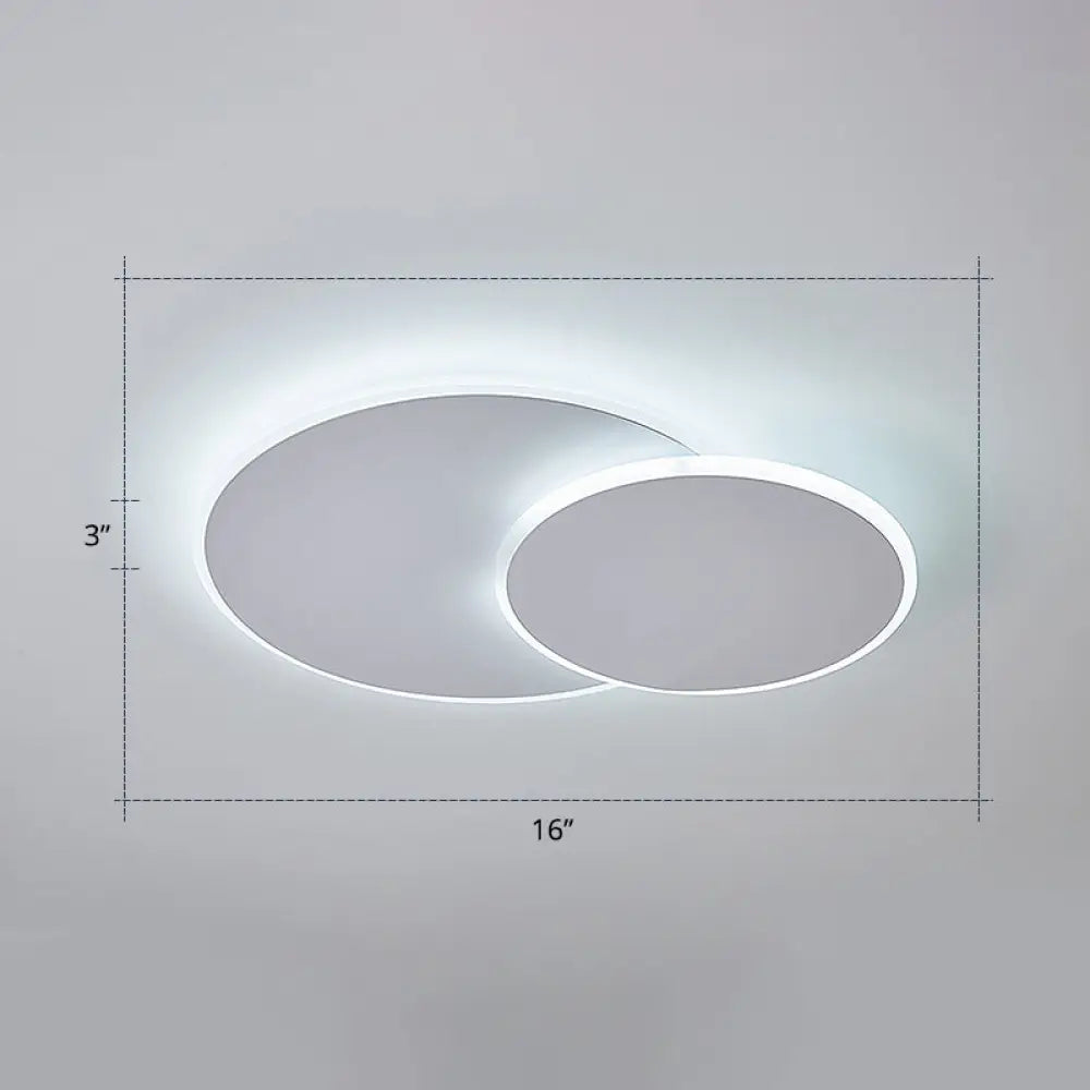 Dual Round Flushmount Led Ceiling Light - Minimalist Metal Surface Mounted For Bedroom White / 16