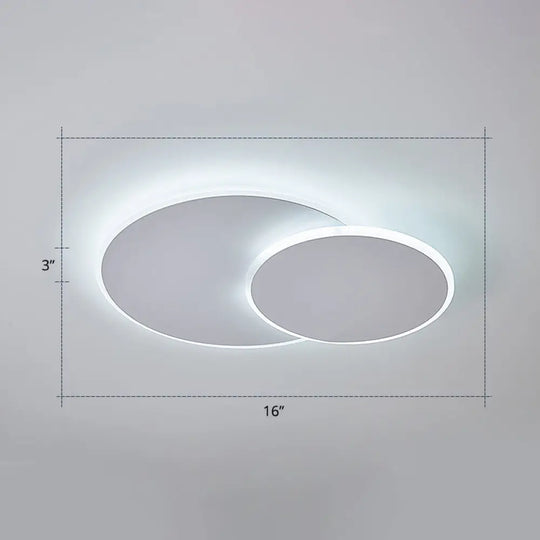 Dual Round Flushmount Led Ceiling Light - Minimalist Metal Surface Mounted For Bedroom White / 16