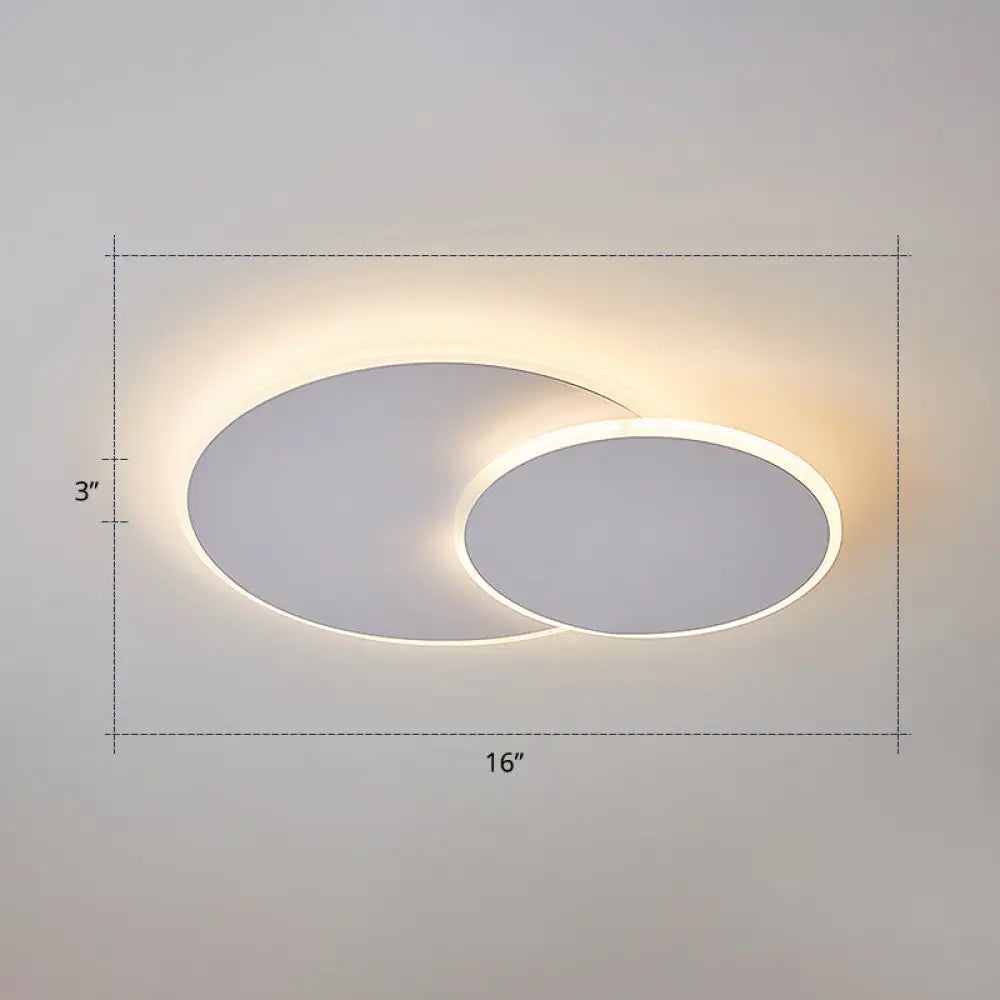 Dual Round Flushmount Led Ceiling Light - Minimalist Metal Surface Mounted For Bedroom White / 16