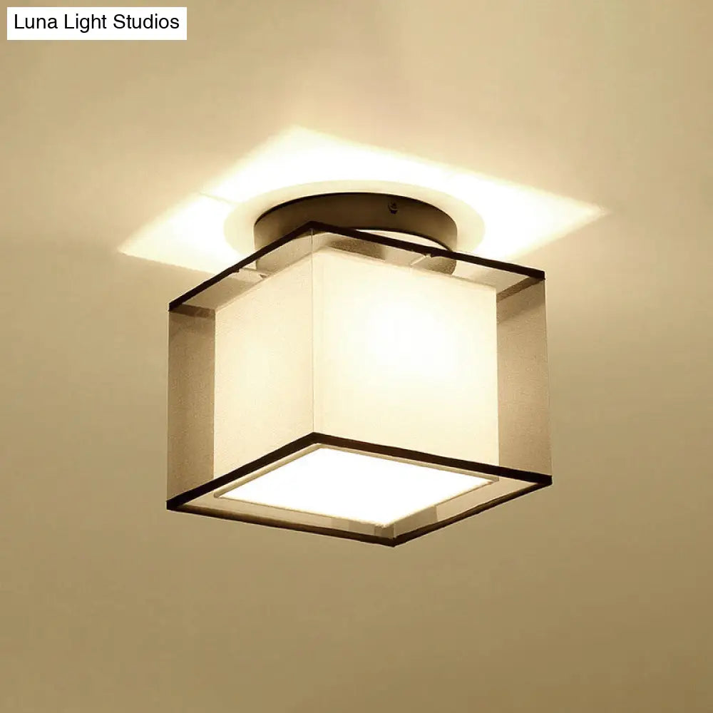 Dual-Shaded Corridor Ceiling Light - Modern Semi Flush Mount Fabric Lighting Black / Square Plate