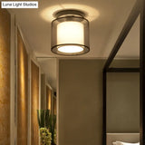 Dual - Shaded Corridor Ceiling Light - Modern Semi Flush Mount Fabric Lighting
