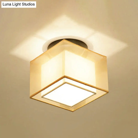 Dual-Shaded Corridor Ceiling Light - Modern Semi Flush Mount Fabric Lighting Bronze / Square Plate