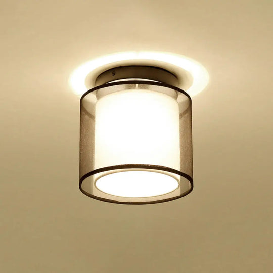 Dual - Shaded Corridor Ceiling Light - Modern Semi Flush Mount Fabric Lighting Black / Round