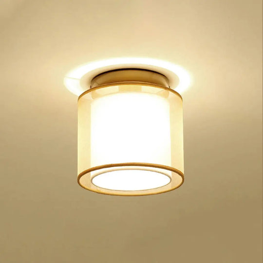 Dual - Shaded Corridor Ceiling Light - Modern Semi Flush Mount Fabric Lighting Bronze / Round
