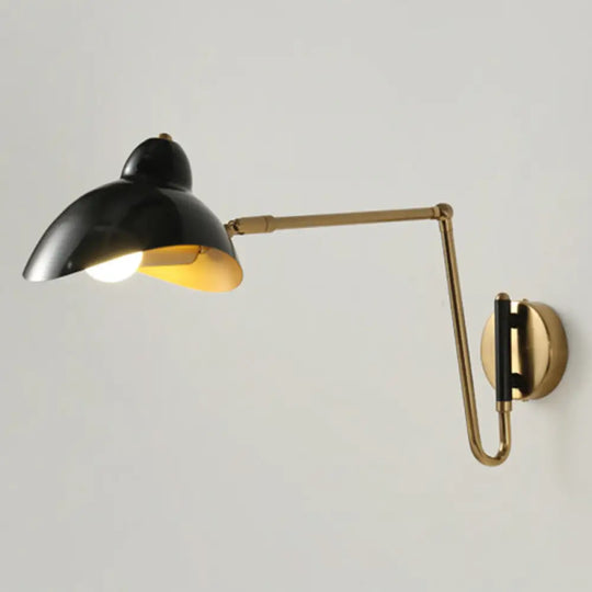 Duckbill Reading Light Metal Sconce - Adjustable Joint Perfect For Single Bedroom Gloss Black / 23